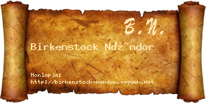 Birkenstock Nándor névjegykártya